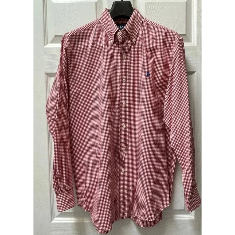 Vintage Polo Ralph Lauren Men's 16 32/33 Classic Fit Shirt Red Gingham Blue Pony